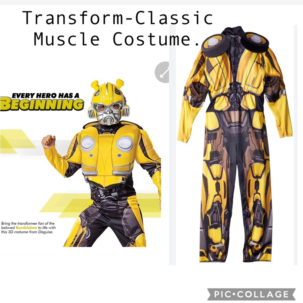 Transform-Bumblebee Classic Muscle Costume./size 8-10 actual 2n pic